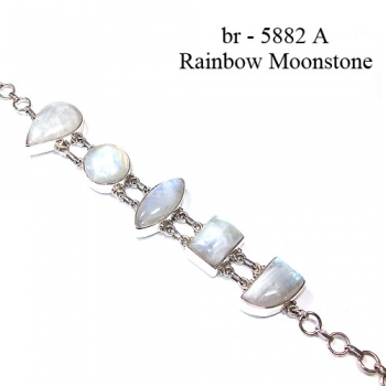 Handmade 925 sterling silver rainbow moonstone bracelet